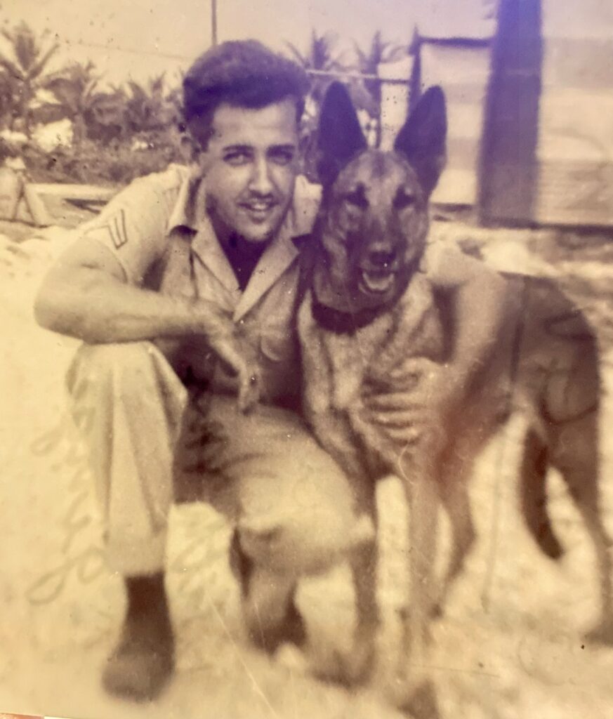 Mel with 4 legged friend - Guam 1945